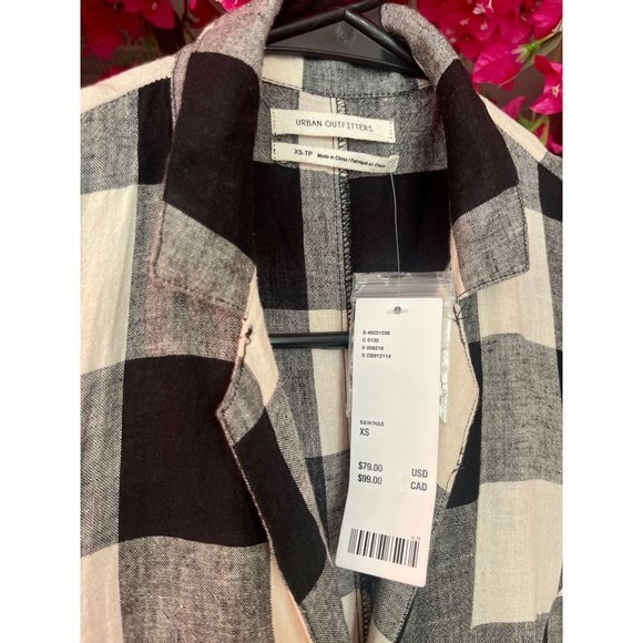 NWT Urban Outfitters Natalie Checkered Print Linen Midi Dress - Size XS - Picture 8 of 14